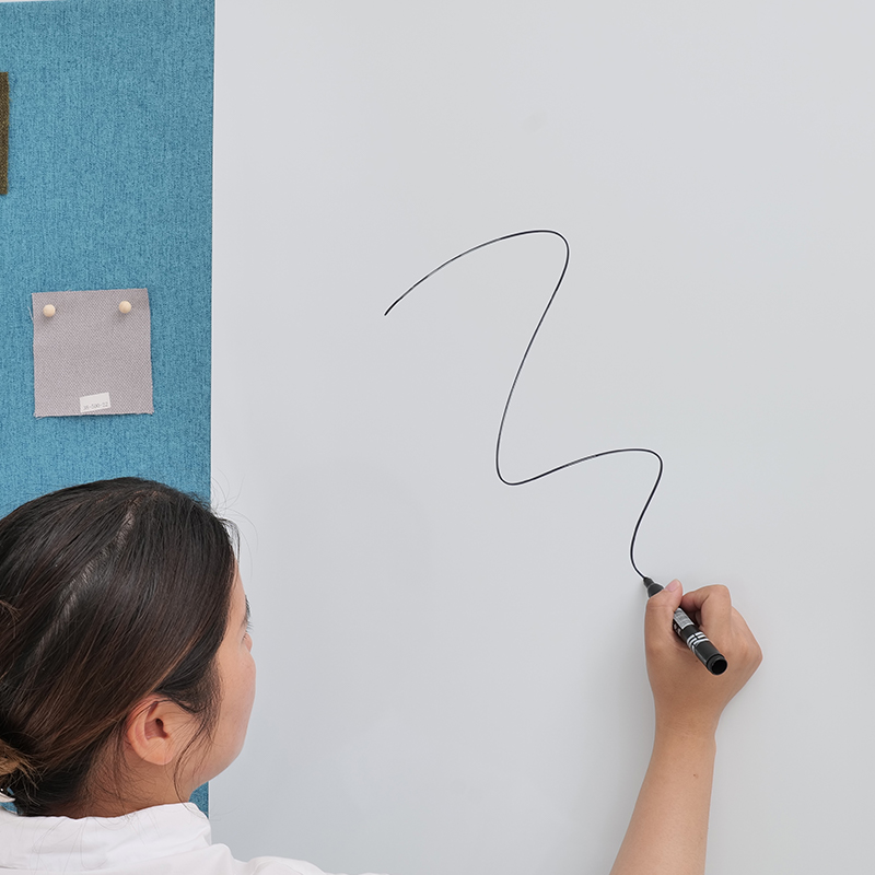 لوح صوتي للكتابة باللون الأبيض لقماش غرفة الاجتماعات المكتبية ملفوف بزجاج مقوى مغناطيسي يمتص الضوضاء مع الكتابة